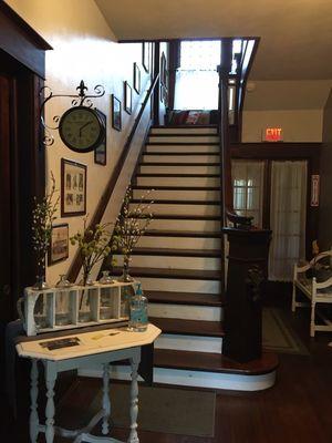 Beautiful staircase to the second floor where 4 bedrooms await with baths and beautiful fixtures.