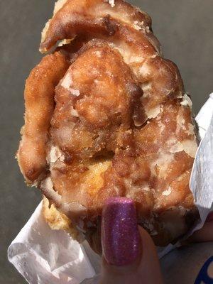 Half of the apple fritter. Super good