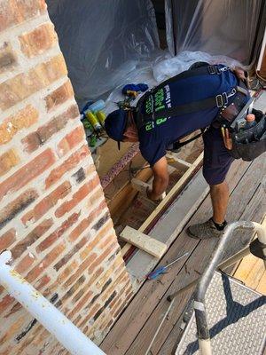 rebuilding the sub floor before installing the new sliding glass door