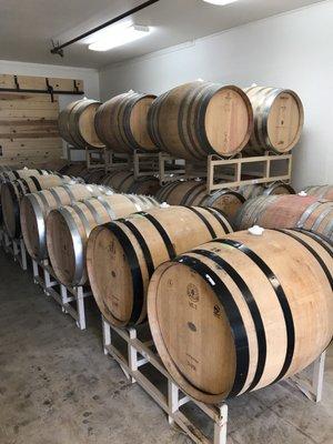 Barrels in the tasting room.