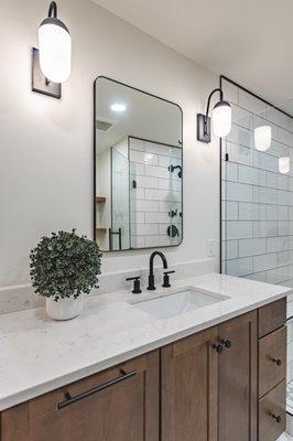 Bathroom Remodel Falls Church VA Decora:Marquis Walnut
   Counertop:Cashmere Carrara