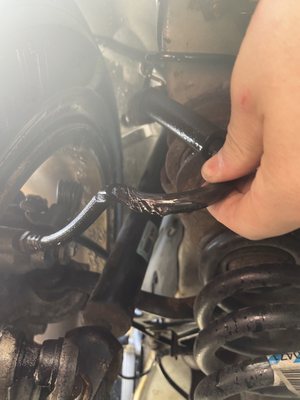 Shredded brake line due to incorrect installation