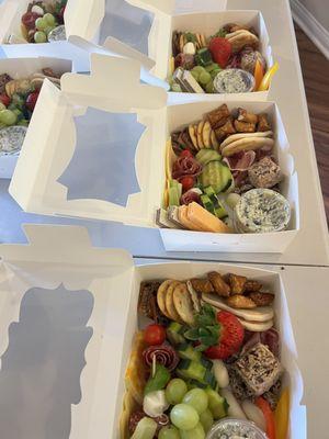 Charcuterie box lunches for a bridal party.