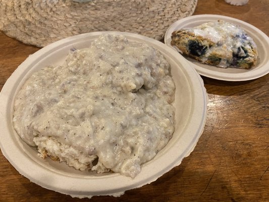 Biscuits and gravy with a scone. Well worth the calories!