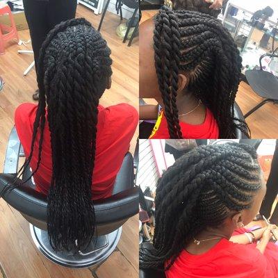 Feeding braids with Senegalese twist $160.00