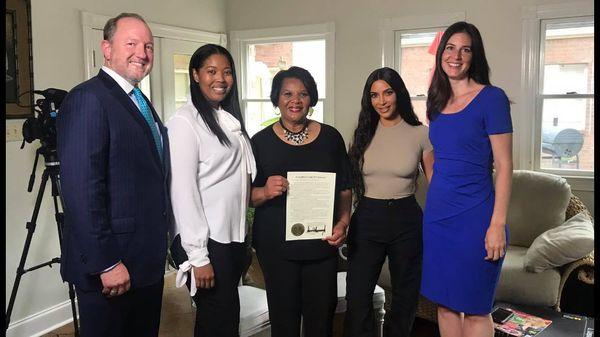 Attorney Michael Scholl with legal team assisting Alice Johnson with her Presidential Pardon