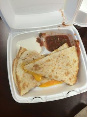 Cheese quesadilla for lunch 7.50 with salad