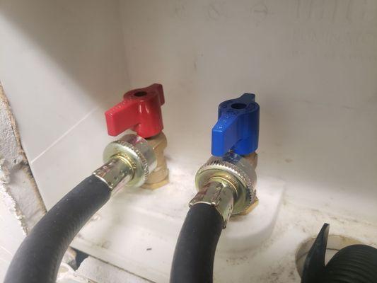 New hot and cold water valve installed correctly