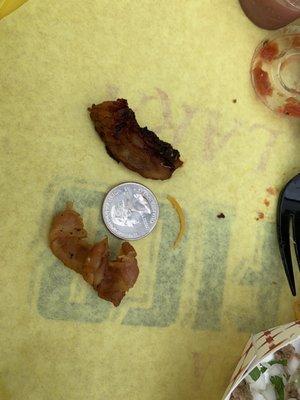 This represents 2/3 of the bacon from my taco.