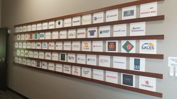 Member Logo Wall - members at Launch Fishers can submit their logos to be included in this wall display!