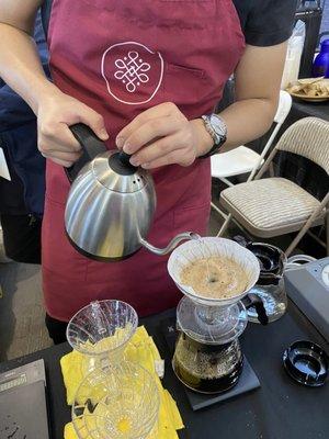 Beaneka Coffee logo on an Apron, embroidered by Sew Good Embroidery.