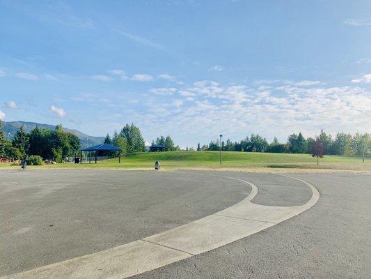 Sledding hill and gazebos