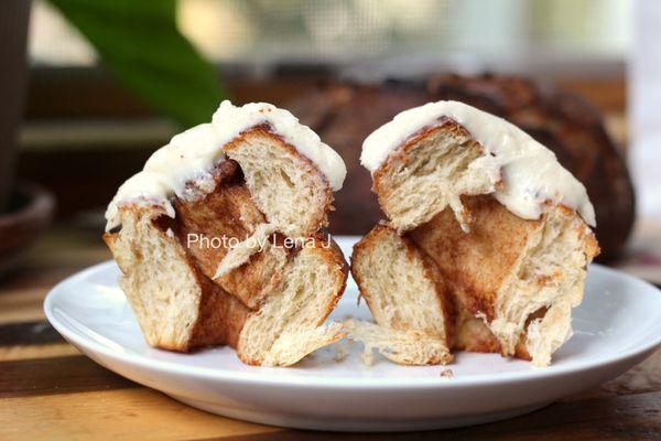 Inside of Cinnamon Brioche ($4.35) - pretty good but not notable. Frosting is super sweet.