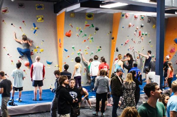 Various angles of climbing terrain.