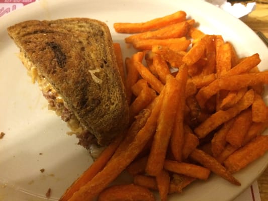 Reuben and sweet potato fries