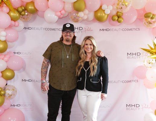 Madison Dennis (owner) & HARDY at the grand opening of the new MHD Beauty Parlor - March 2023