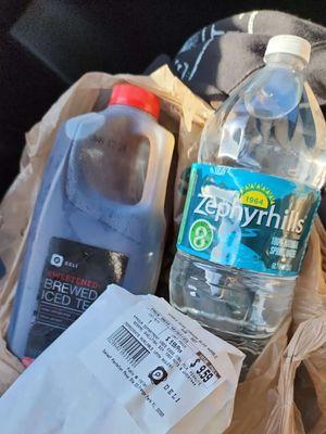 Publix 1/2gal Sweet Tea, Boar's Head Chicken Cordon Bleu Whole Sub, Zephyrhills 1.5L water