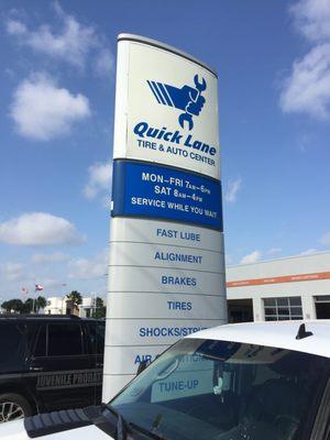 Our sign says it all alignments, tune-ups, tires, shock absorbs, inspection and much more.