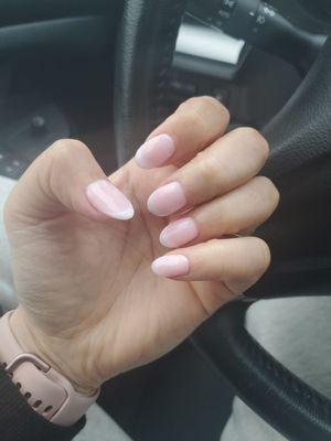 Ugly ass French tip. I asked clear and white. She said pink n white is better, it will be clear and white. I call bull shit