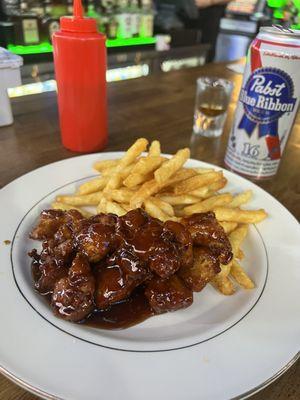 Teriyaki  Boneless Wings with Fries