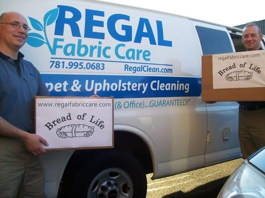 Delivery to Bread of Life-Malden  Helping friends in need Learn more at www.regalfabriccare.com