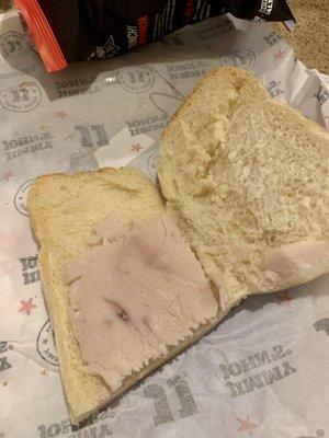 Slim turkey sandwich.