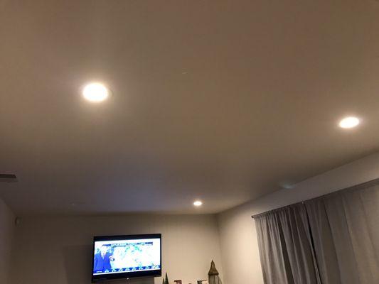 There are four LED lights in this room, but one went out within a month. Dimmer in this room makes an annoying buzzing sound.