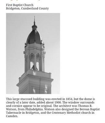 Historic bell tower over Commerce Street in The Great City of Bridgeton