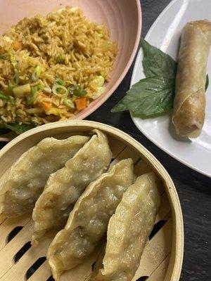 Lunch combo - your choice of egg roll, dumplings, and small fried rice or noodle