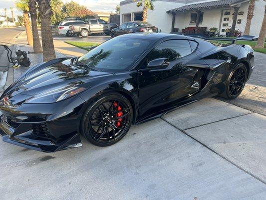 Black corvette detailed and installed ceramic coating