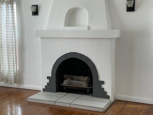 Fireplace custom painted to code