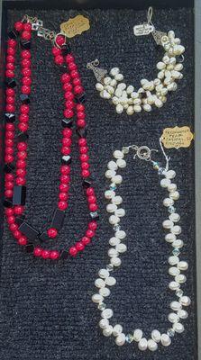 Paula Campbell uses a variety of beads and stones to create her beaded art jewelry.