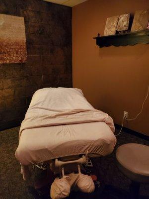 Massage Room and bed.