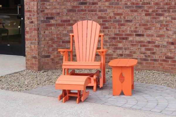 Glider with round back glider ottoman with side table