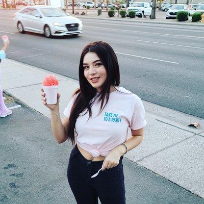 A patron enjoying her day with shaved ice