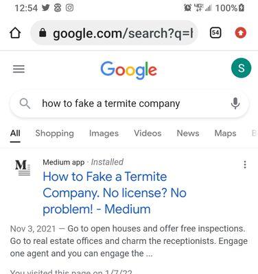 How to Fake a Termite Company Somebody needs to open a case with the District Attorney