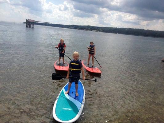 Paddle kids in front of the Greasy Pole!