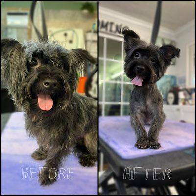 before and after of a beautiful groom, done by paige