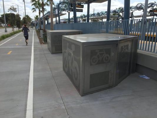 Metro bike lockers on 26th st & Bergamot in Santa Monica (Expo line) along the bike path