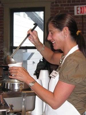 Serving a hot meal in our dining hall