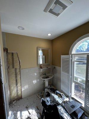 The start of a bathroom remodel in Avon, CT.