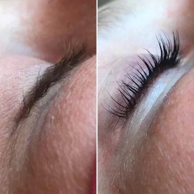 Eyelash lift + tint by a licensed esthetician!