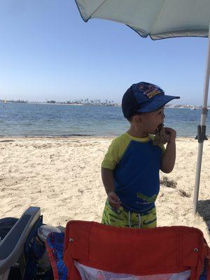 My son enjoying a cookie