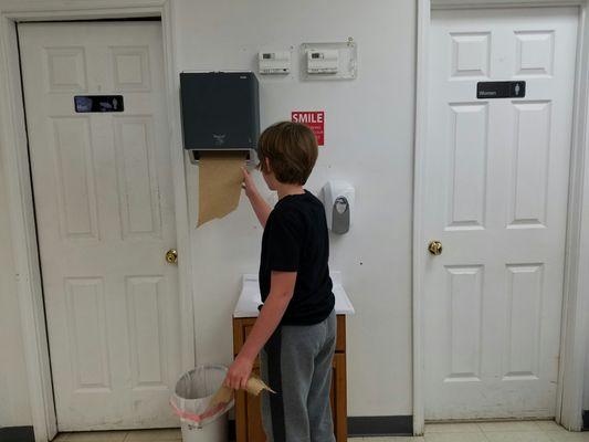 Sinks are inside and out of the restrooms