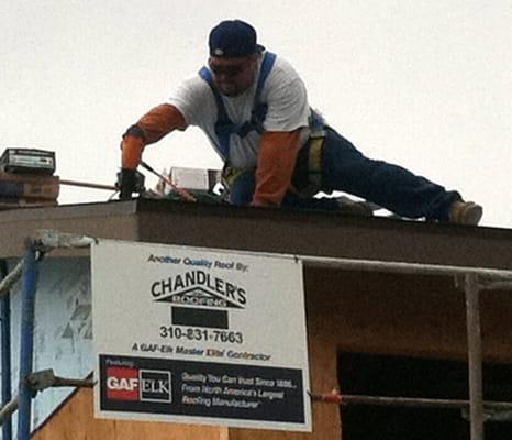 Hard at work at a Habitat for Humanity project