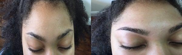 Before and after eyebrows threading.