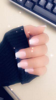 Ombré French Tip/Shorter nails, but Coffin style