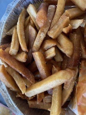 Old, inedible, paper tasting fries.