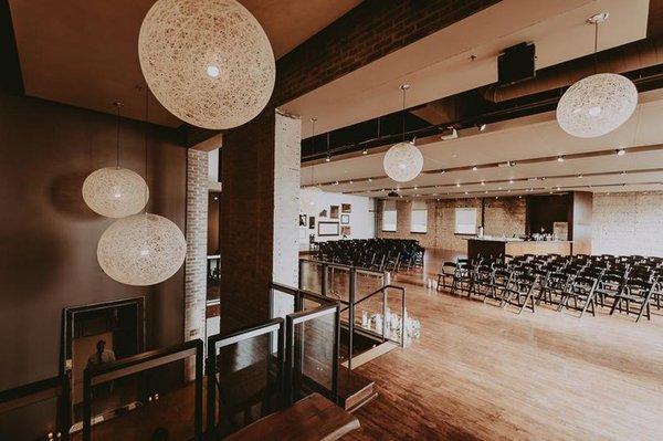 The event space with chairs set up for a special event at FIVE Event Center in Minneapolis, Minnesota.