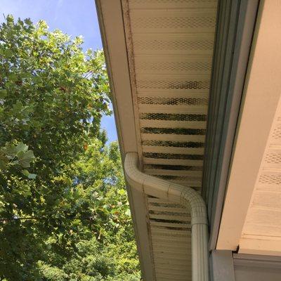 Extreme moisture on the soffit right under the huge hole in our roof.